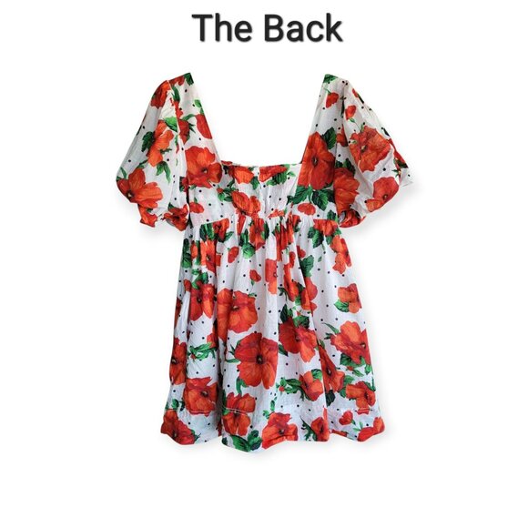 Anthropologie Maeve Square-Neck Poppy Print Smocked Babydoll Dress size XSP - Picture 4 of 12